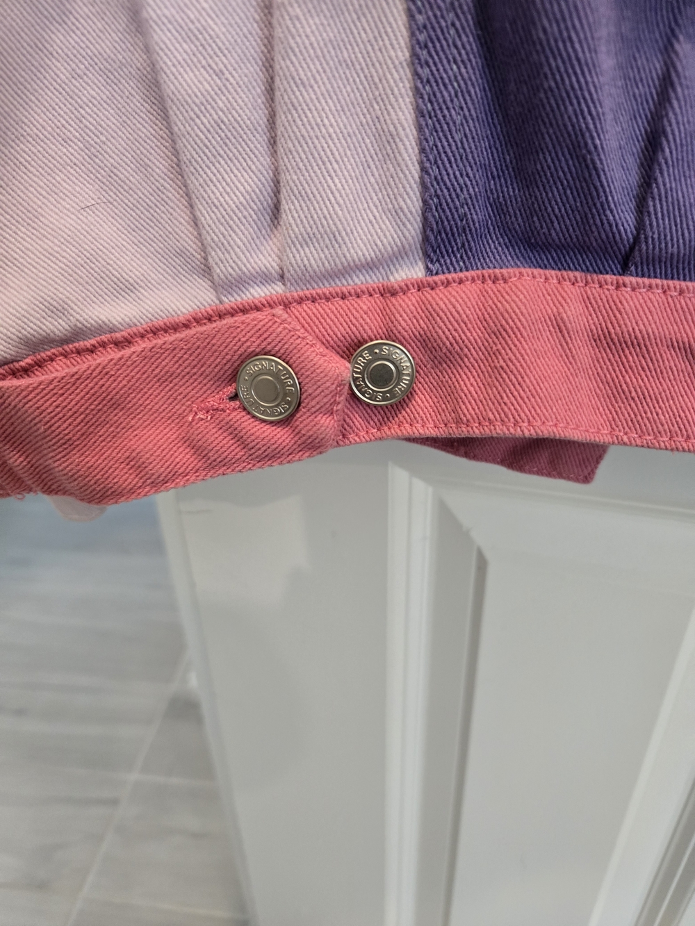 Signature8 Pink and Lavender Colorblock Denim Jacket - Picture 9 of 11